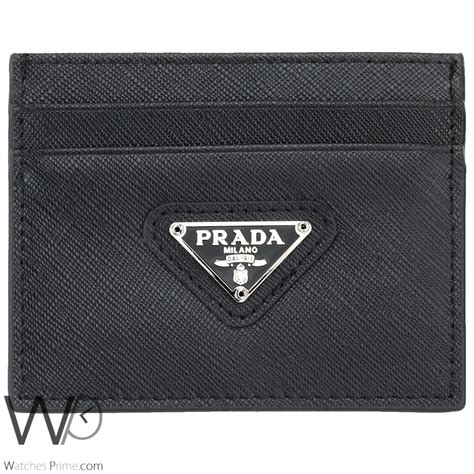 prada black leather card holder